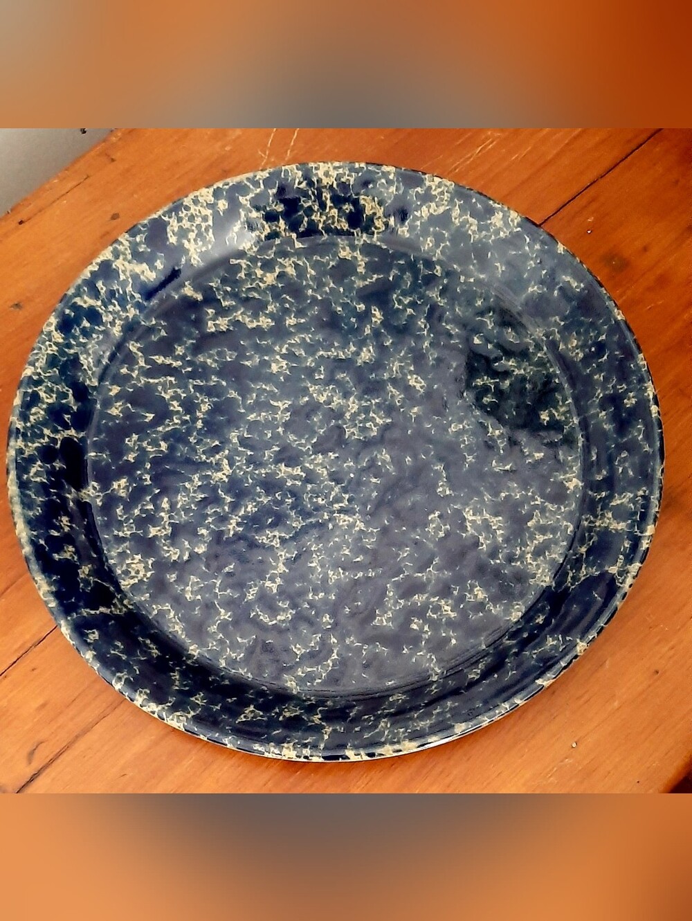 VTG Bennington Pottery Vermont Blue Agate Pattern Large 11.75" Plate, Rare!